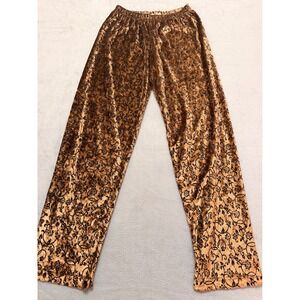 Dark Academia Velour Floral ALT Tan & Brown Lounge Pants Whimsigoth Witchy